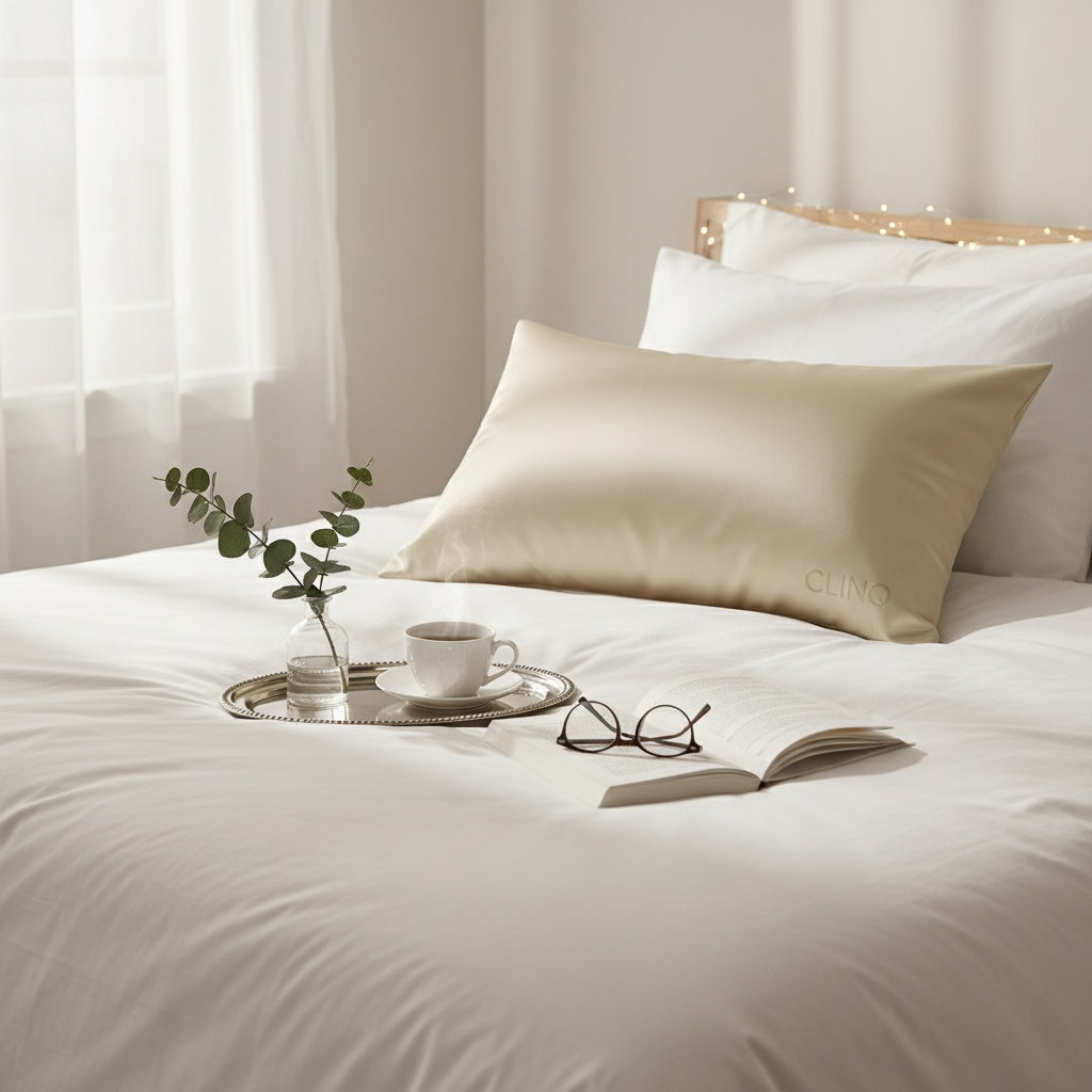 CLINQ – SILK Pillow (100% Mulberry Silk) - Cream